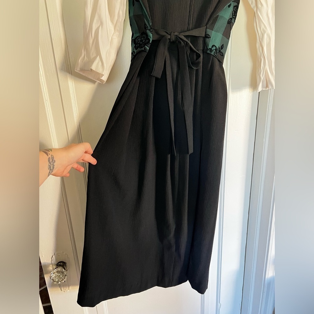 Vintage 80s Miss Dorby Oktoberfest Plaid Floral Maxi Dress Size 10 Green Gingham - Picture 11 of 14